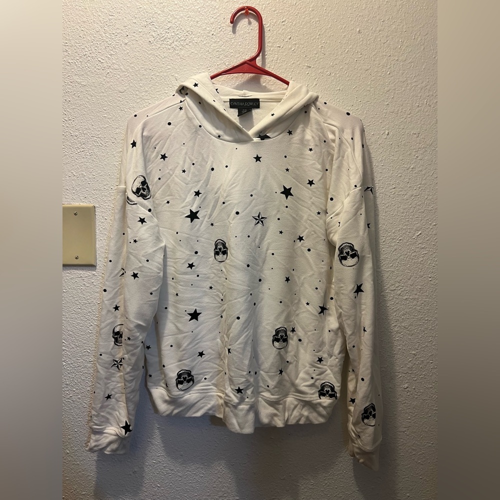 Cynthia Rowley Starry White Hoodie with skulls